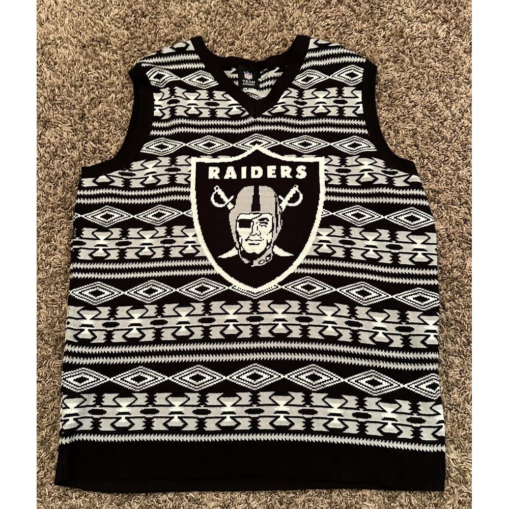 Las Vegas Raiders NFL Sweater Vest Multi Color V Neck Team Apparel Mens Size XXL